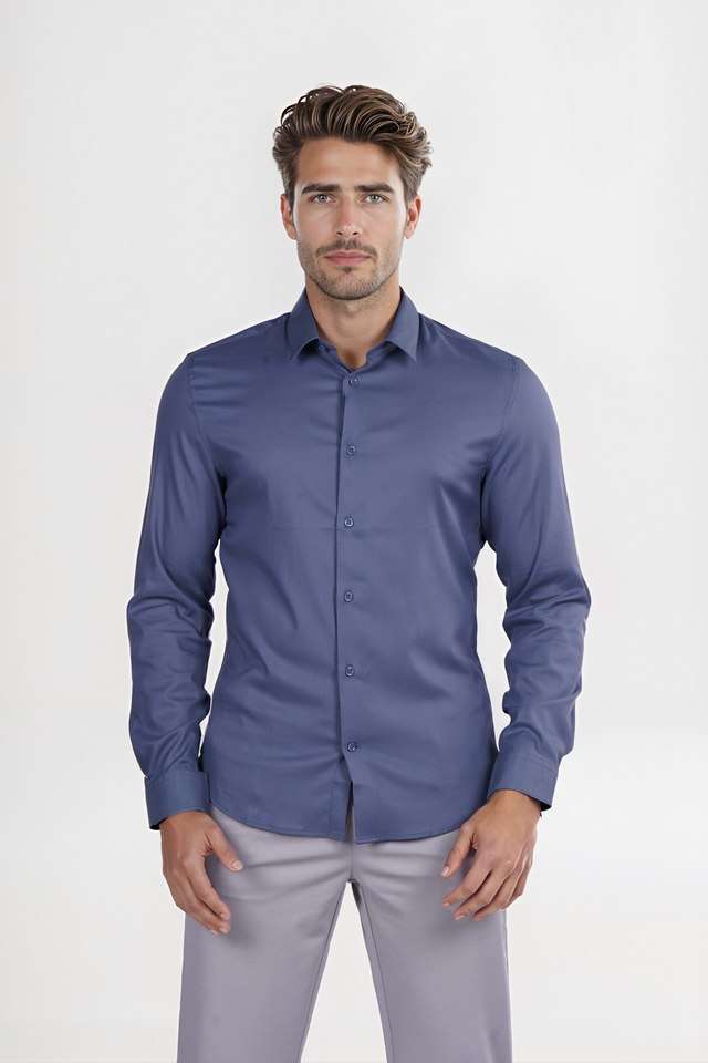 Solid-Lyocell-Regular-Fit-Men-s-Casual-Wear-Shirt