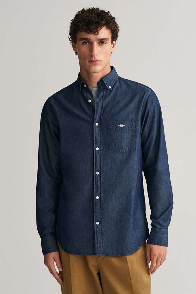 Solid-Cotton-Regular-Fit-Men-s-Casual-Wear-Shirt