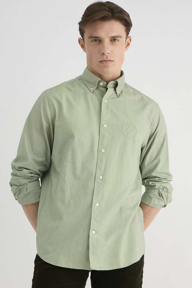 Solid-Cotton-Regular-Fit-Men-s-Casual-Wear-Shirt