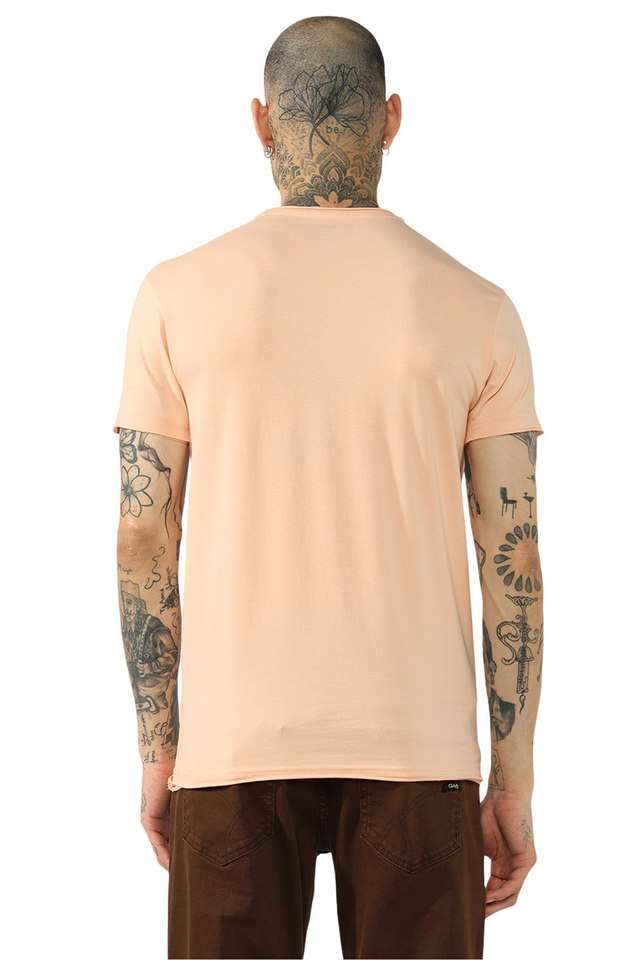 Solid-Blended-Fabric-Slim-Fit-Men-T-Shirt