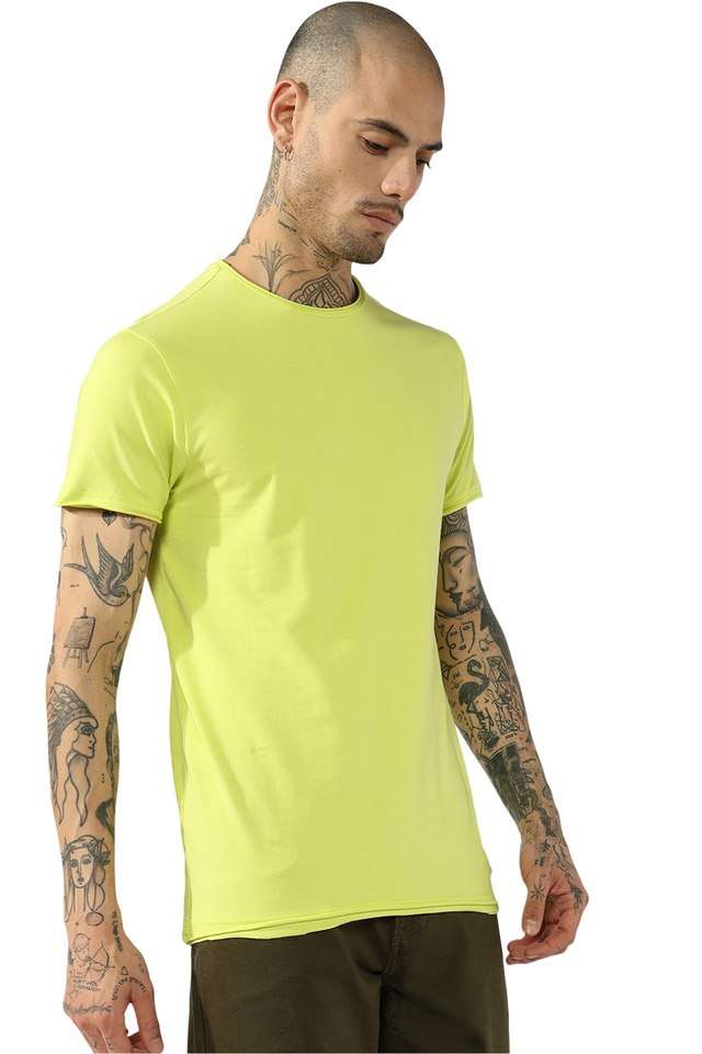 Solid-Blended-Fabric-Slim-Fit-Men-T-Shirt