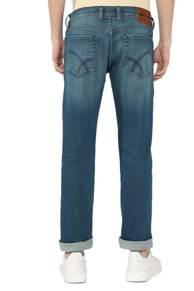 Light-Wash-Cotton-Blend-Straight-Fit-Men-s-Jeans