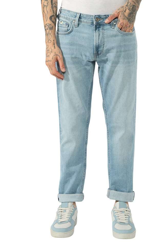 Light-Wash-Cotton-Tapered-Fit-Men-s-Jeans