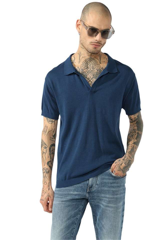 Solid-Cotton-Stretch-Polo-Men-s-T-Shirt