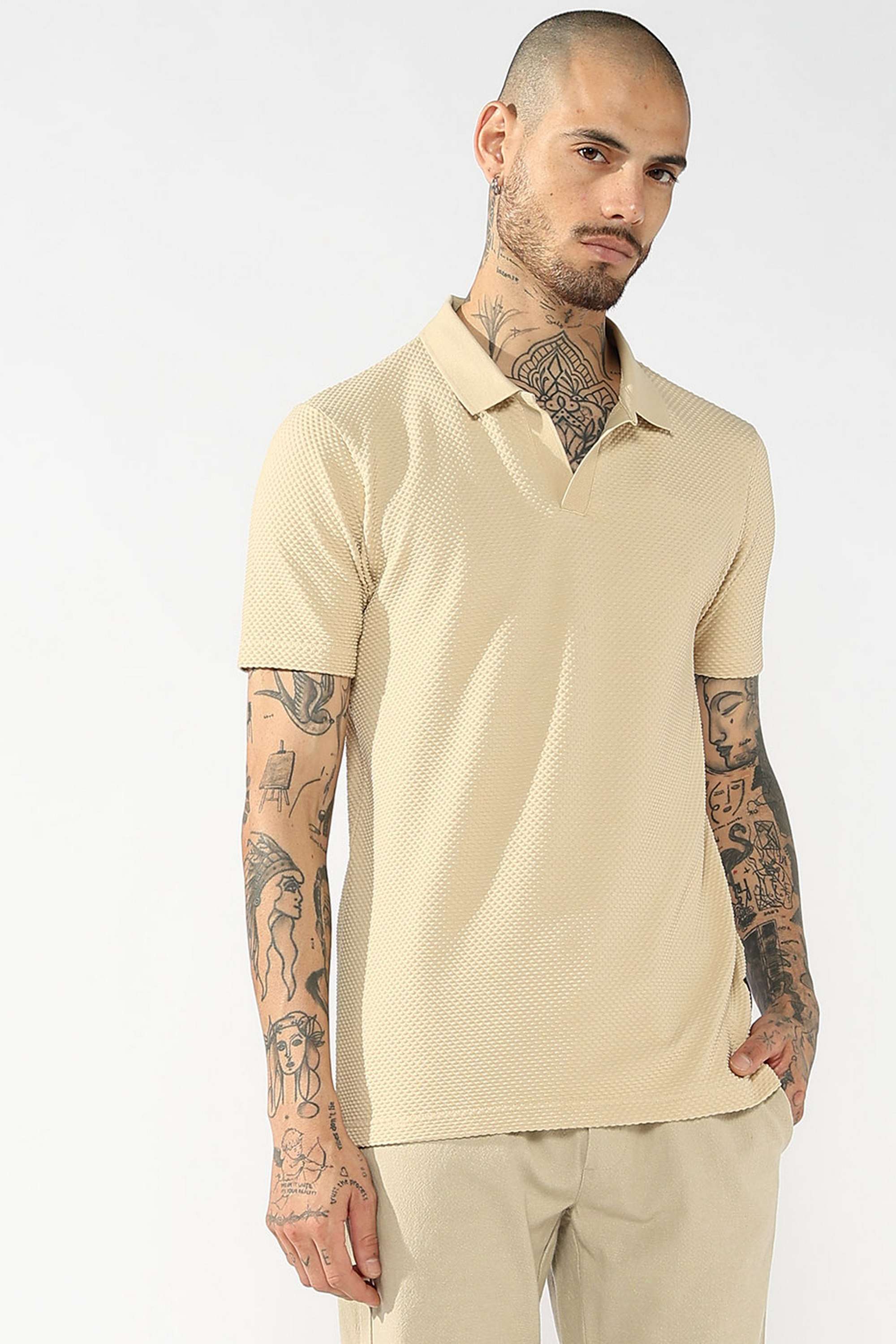 Solid-Blended-Fabric-Polo-Men-s-T-Shirt