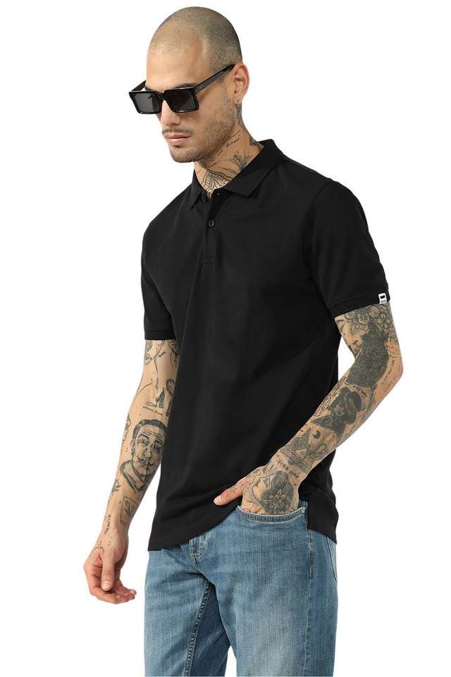 Solid-Cotton-Stretch-Polo-Men-s-T-Shirt