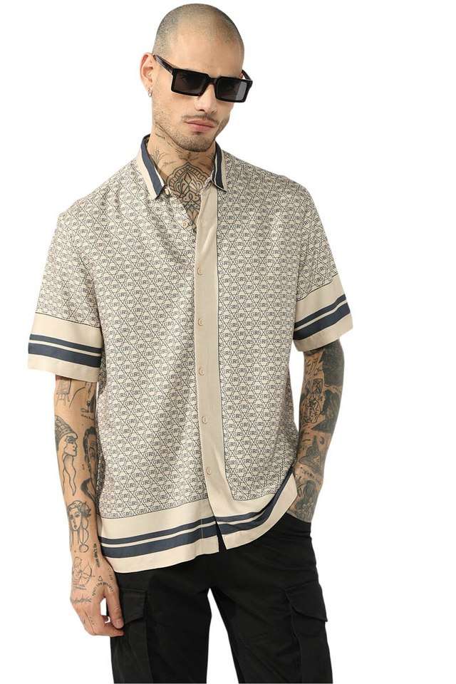 Printed-Blended-Fabric-Relaxed-Fit-Men-s-Casual-Shirt