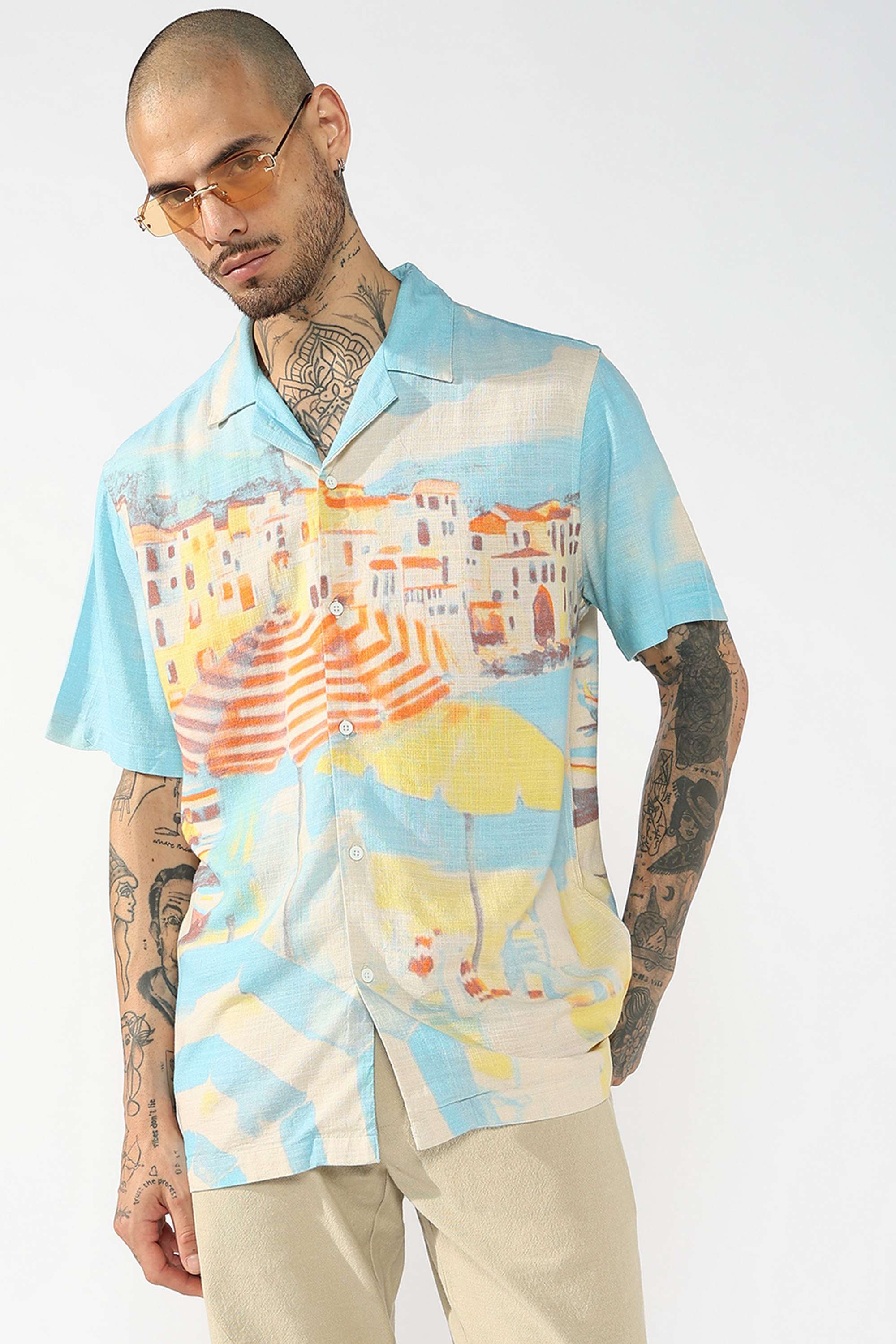 Printed-Blended-Fabric-Regular-Fit-Men-s-Casual-Shirt