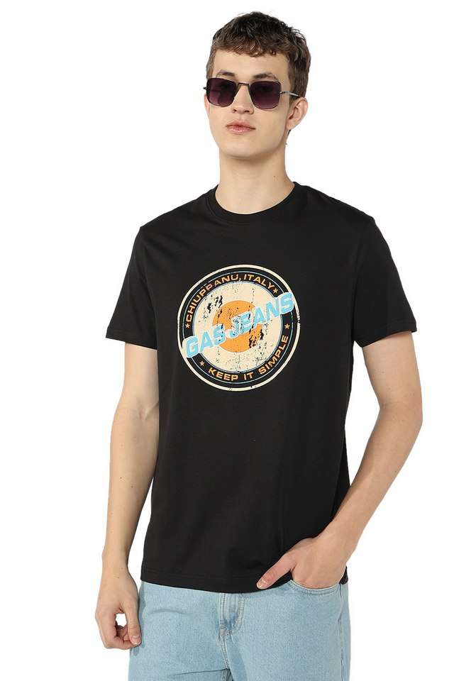 Graphic-Print-Cotton-Blend-Round-Neck-Men-s-T-Shirt