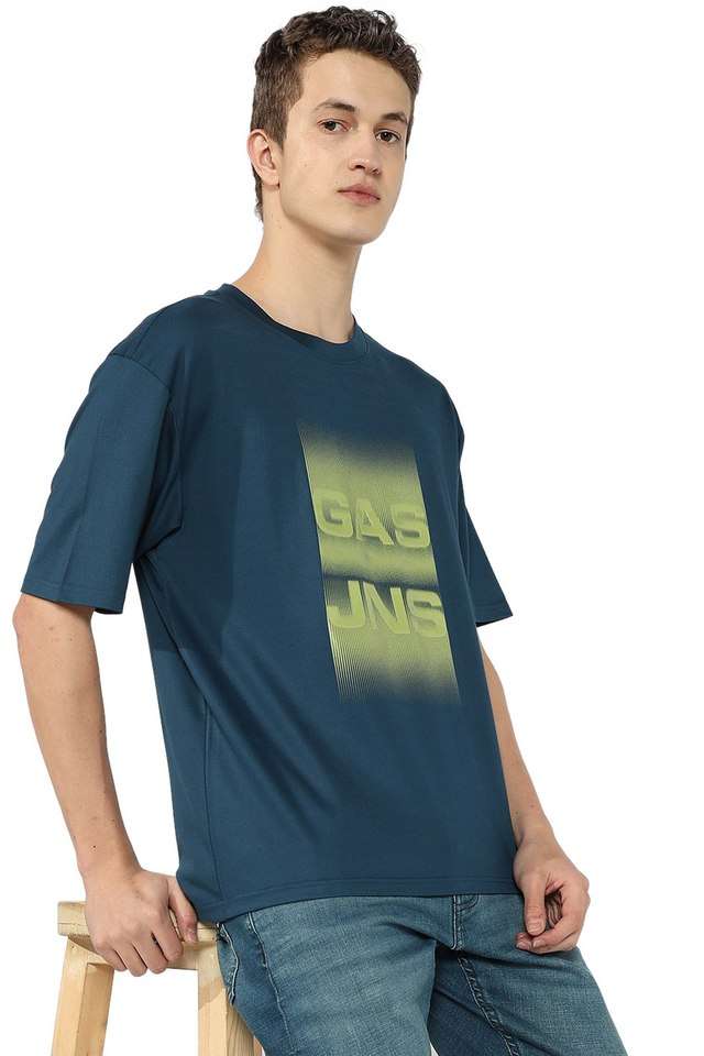 Graphic-Print-Blended-Fabric-Round-Neck-Men-s-T-Shirt
