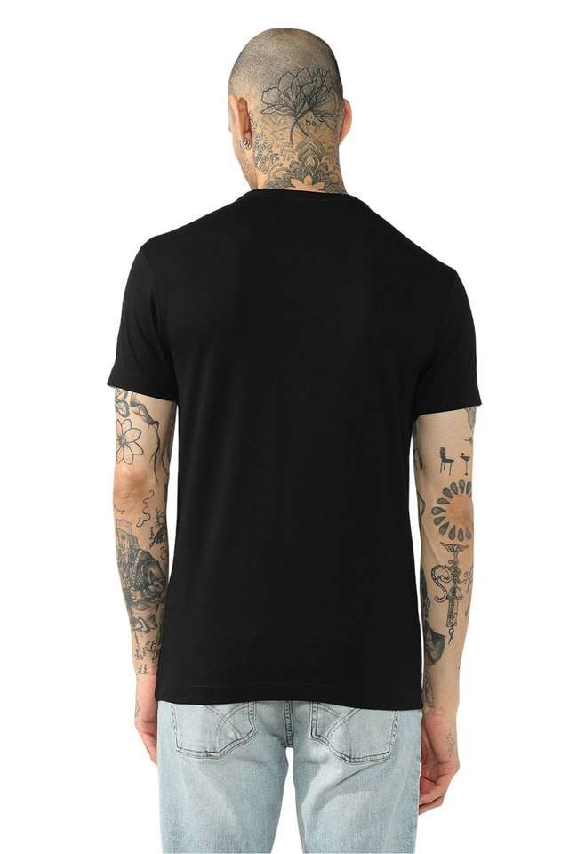 Solid-Polyester-Cotton-Round-Neck-Men-s-T-Shirt