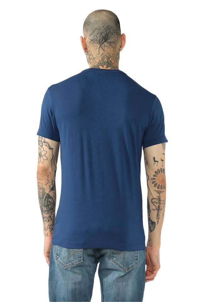 Solid-Polyester-Cotton-Round-Neck-Men-s-T-Shirt