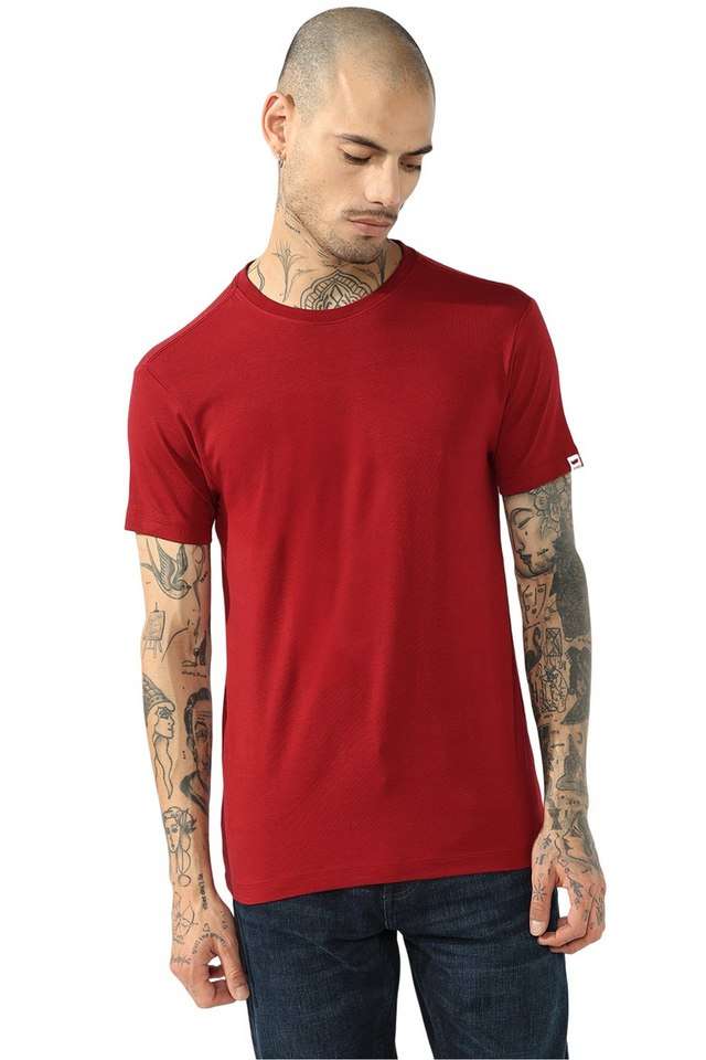 Solid-Cotton-Stretch-Round-Neck-Men-s-T-Shirt