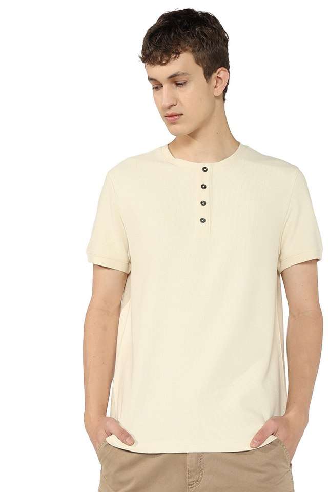 Solid-Cotton-Regular-Fit-Men-T-Shirt