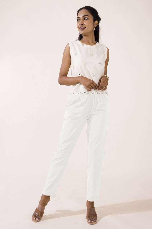 Solid-Cotton-Regular-Fit-Women-s-Pants