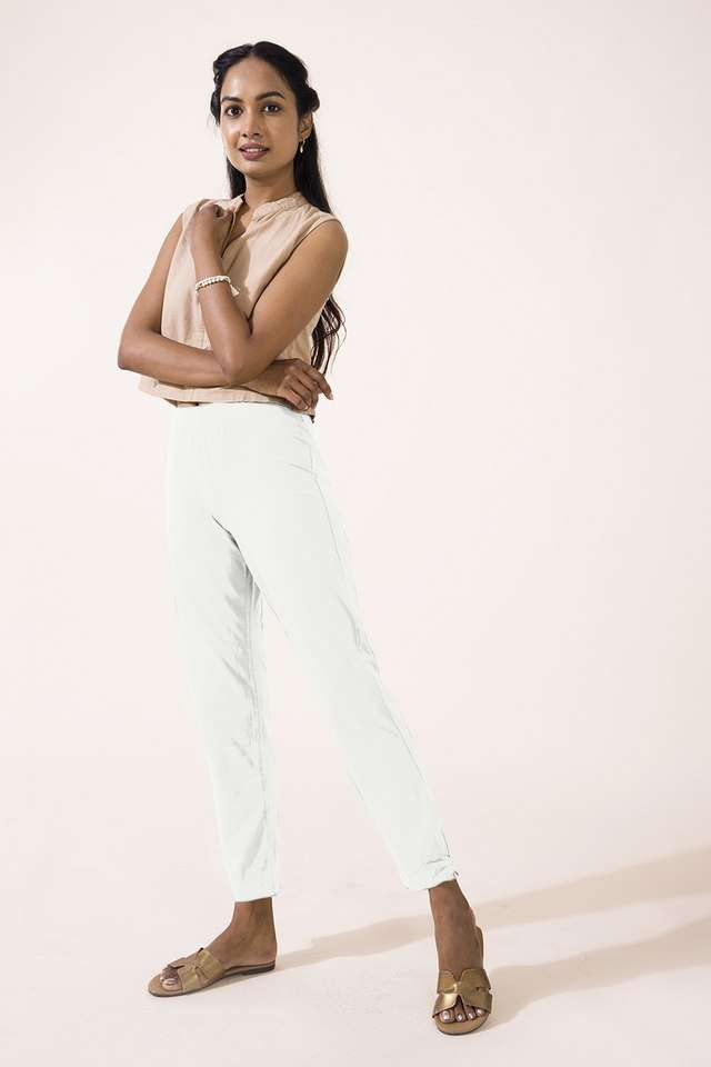 Solid-Cotton-Regular-Fit-Women-s-Pants