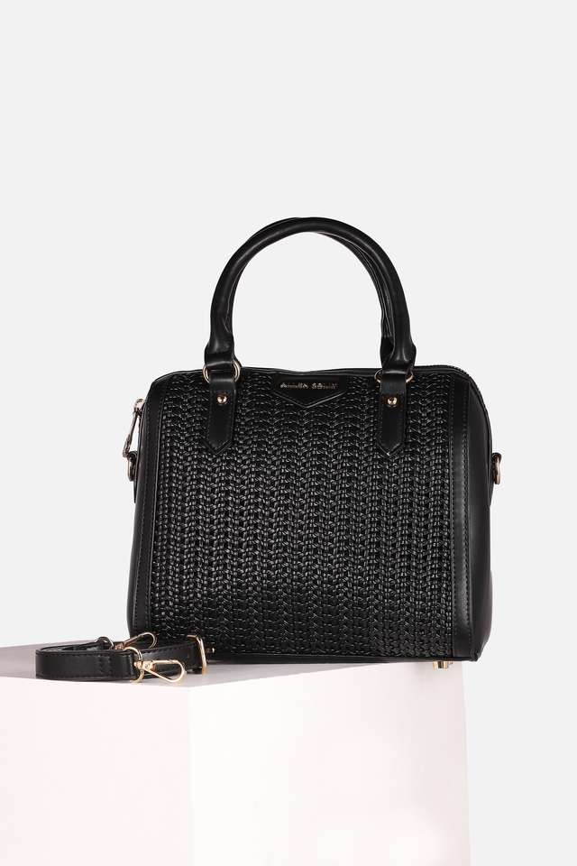 Textured-Polyurethane-Zipper-Closure-Shoulder-Bag