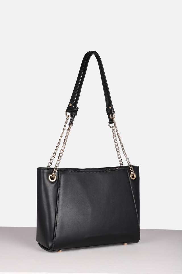 Textured-Polyurethane-Zipper-Closure-Shoulder-Bag