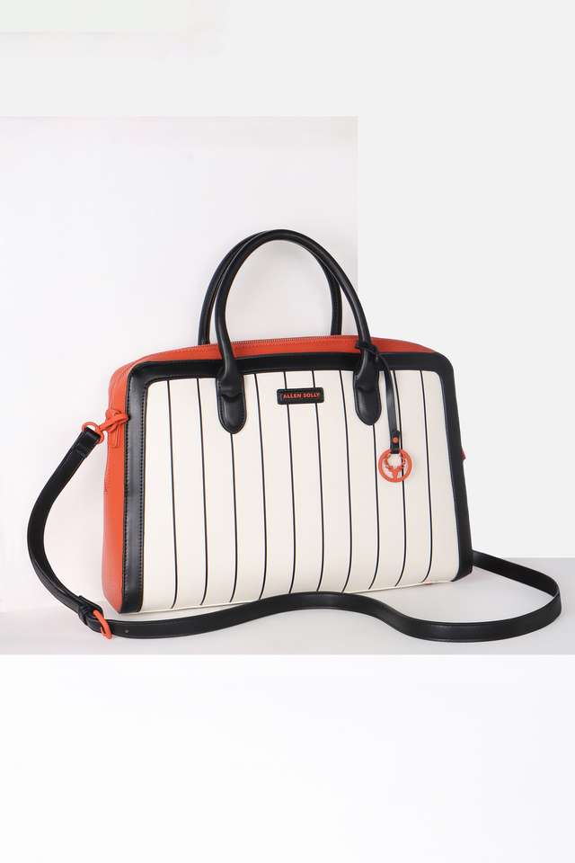 Stripes-Polyurethane-Zipper-Closure-Shoulder-Bag