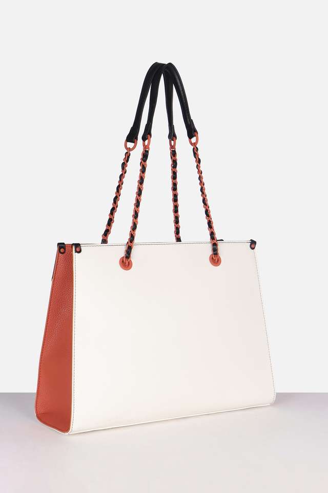 Stripes-Polyurethane-Zipper-Closure-Shoulder-Bag