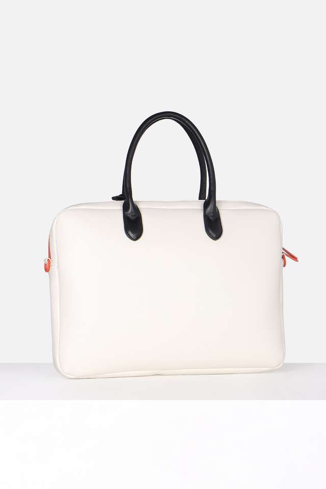 Stripes-Polyurethane-Zipper-Closure-Laptop-Bag