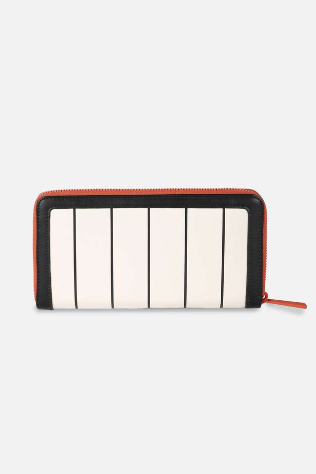 Stripes-Polyurethane-Zipper-Closure-Wallet