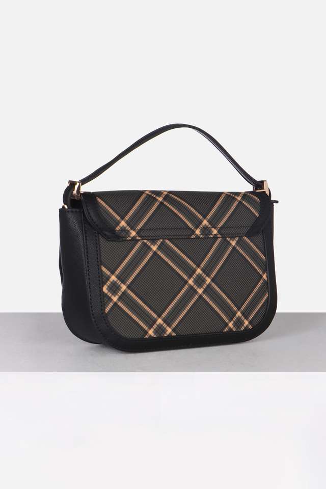 Checks-Polyurethane-Magnetic-Closure-Sling-Bag