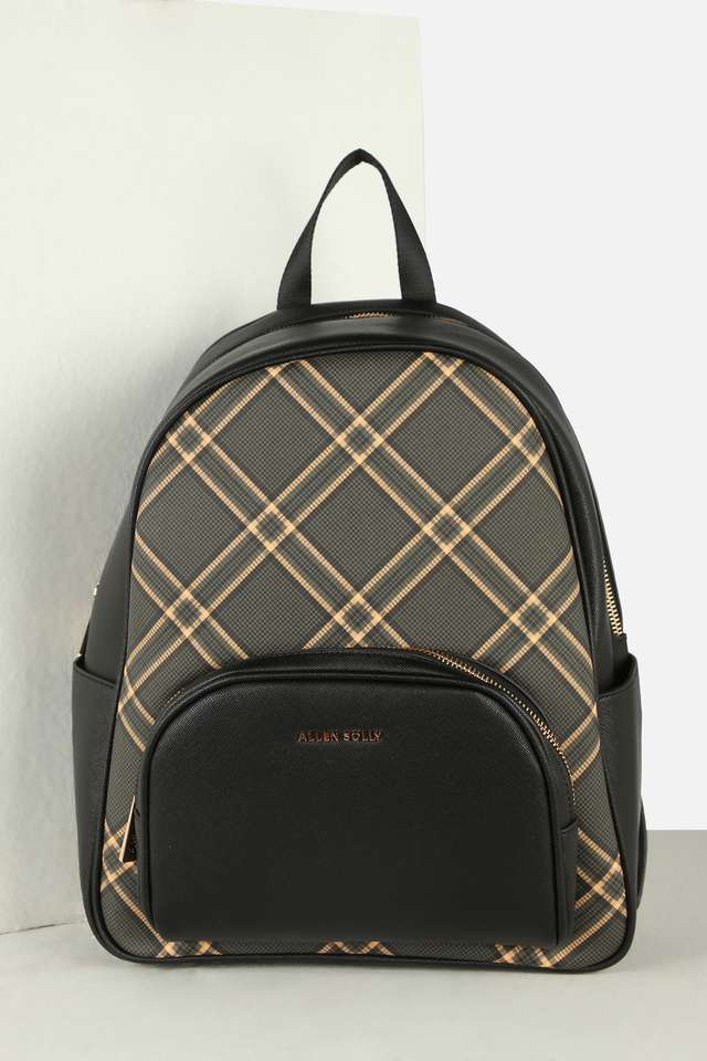 Checks-Polyurethane-Zipper-Closure-Backpack