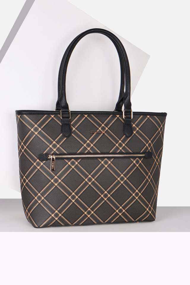 Checks-Polyurethane-Zipper-Closure-Laptop-Bag