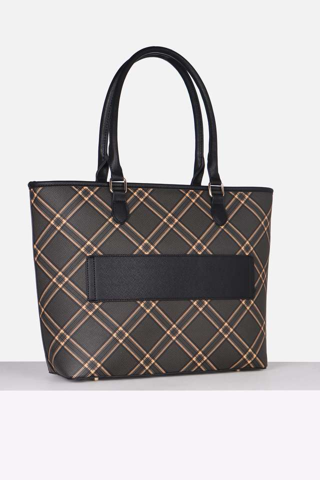 Checks-Polyurethane-Zipper-Closure-Laptop-Bag