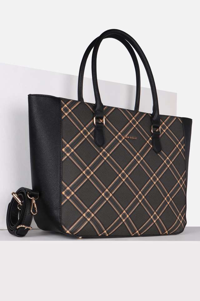 Checks-Polyurethane-Zipper-Closure-Laptop-Bag