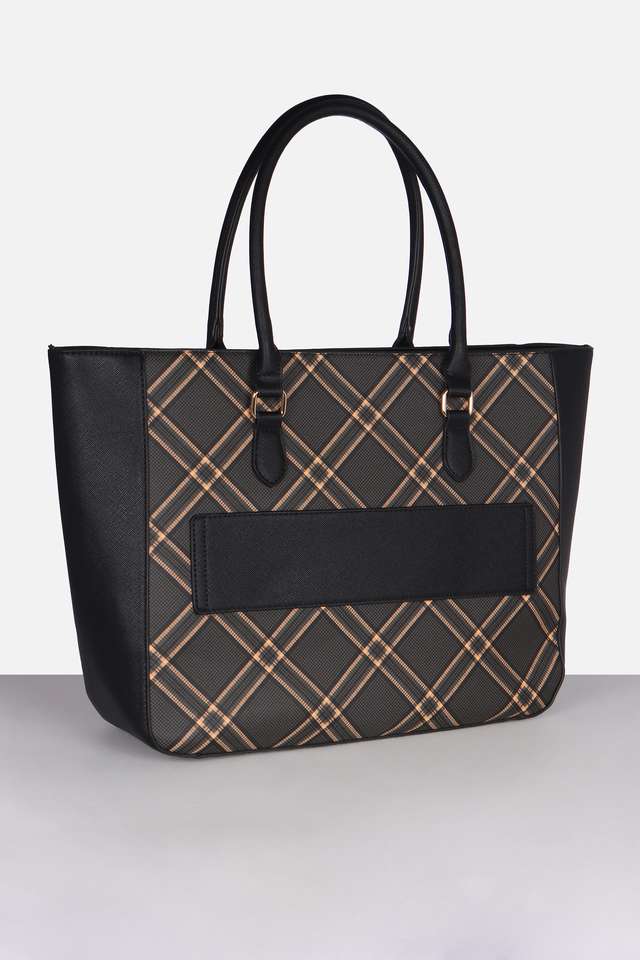 Checks-Polyurethane-Zipper-Closure-Laptop-Bag