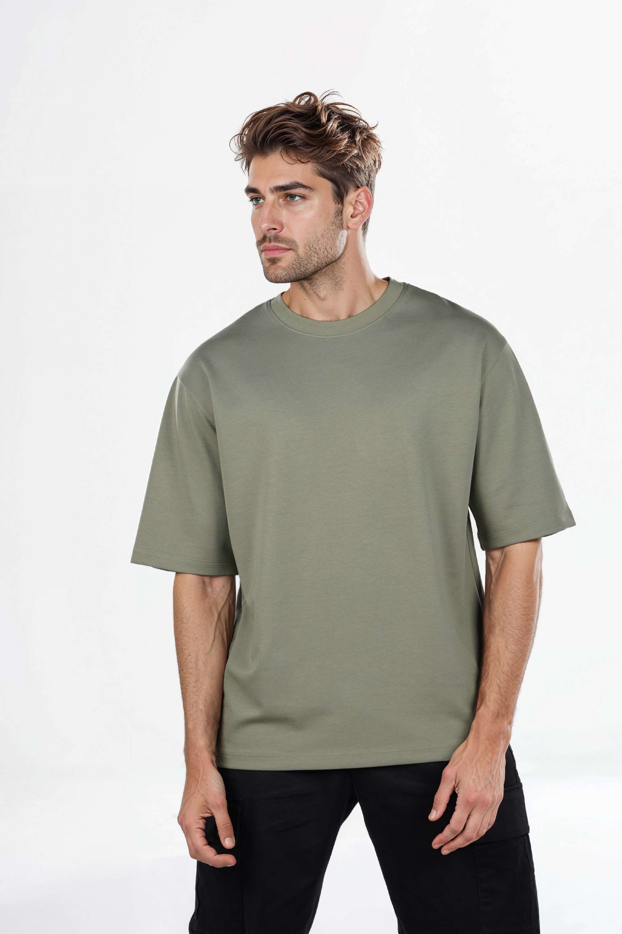 Solid-Cotton-Blend-Regular-Fit-Men-T-Shirt