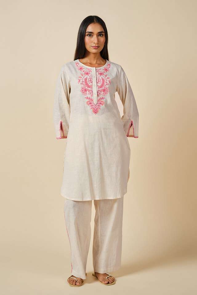 Solid-Full-Length-Cotton-Woven-Women-s-Co-Ord-Set