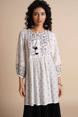 Geometric-Print-Modal-Round-Neck-Women-s-Tunic