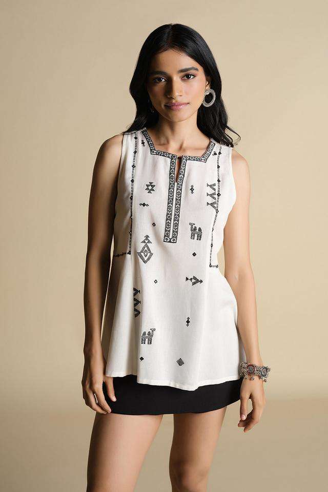 Dobby-Rayon-Square-Neck-Women-s-Top