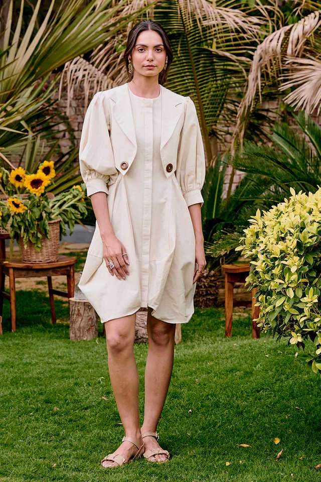 Solid-Blended-Fabric-Round-Neck-Women-s-Knee-Length-Dress