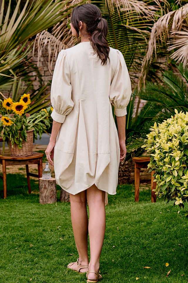 Solid-Blended-Fabric-Round-Neck-Women-s-Knee-Length-Dress