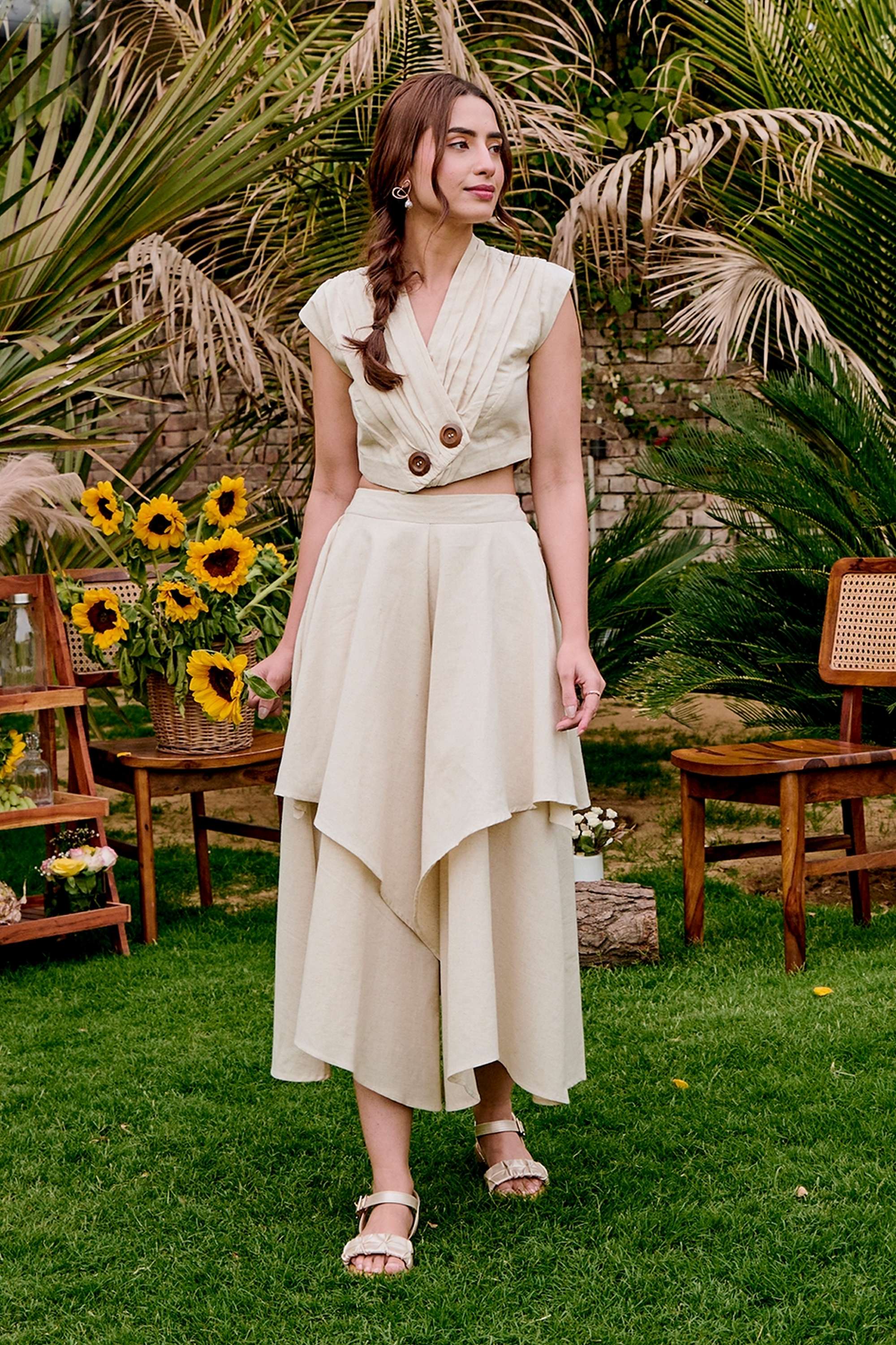 Solid-Blended-Fabric-V-Neck-Women-s-Top