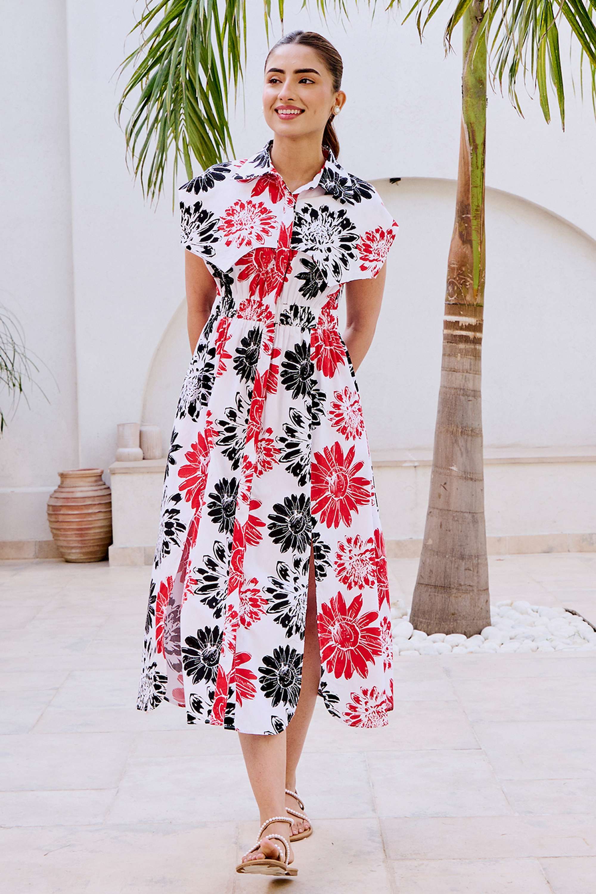 Printed-Cotton-Collared-Women-s-Mini-Dress