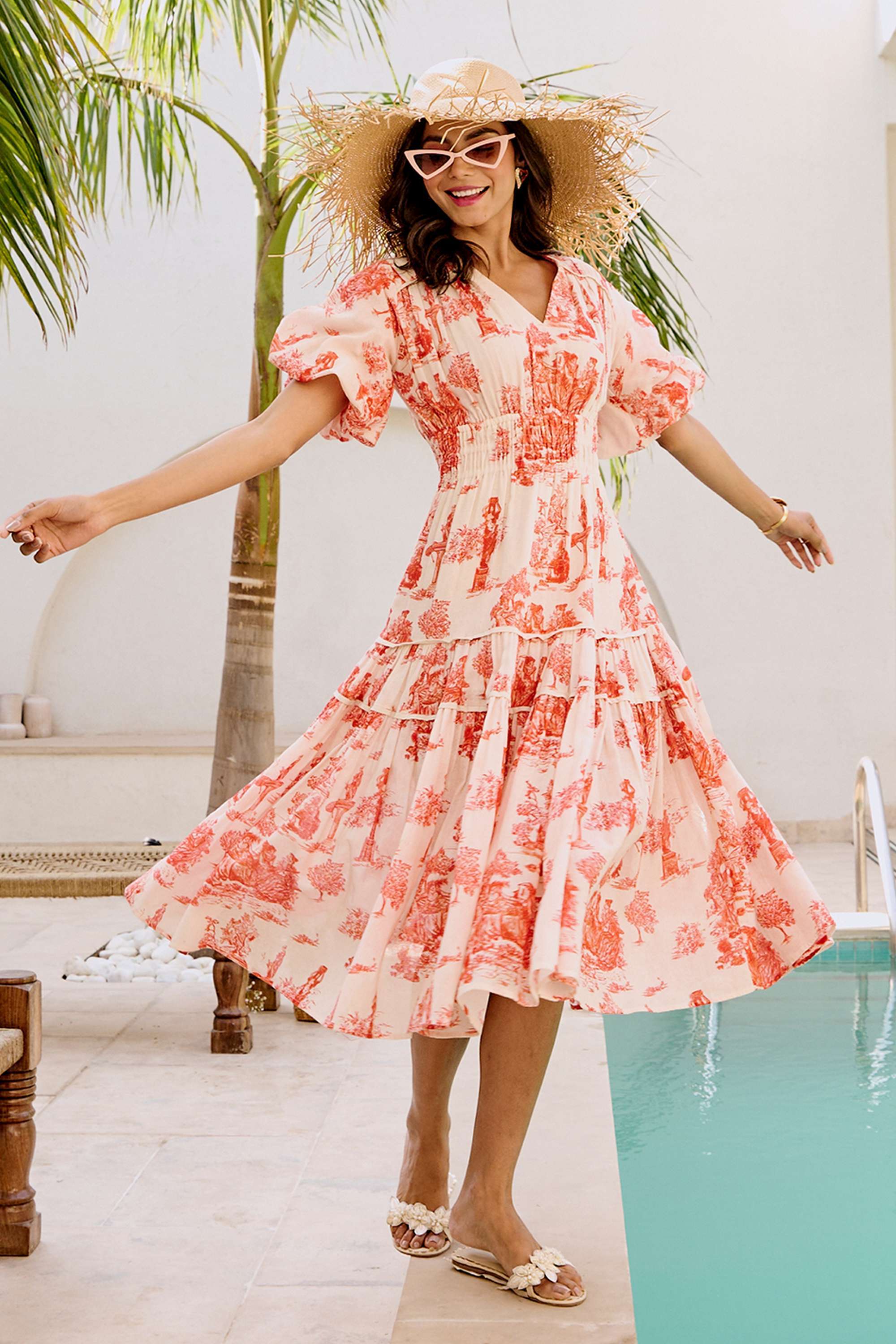printed-Cotton-V-Neck-Women-s-Mini-Dress