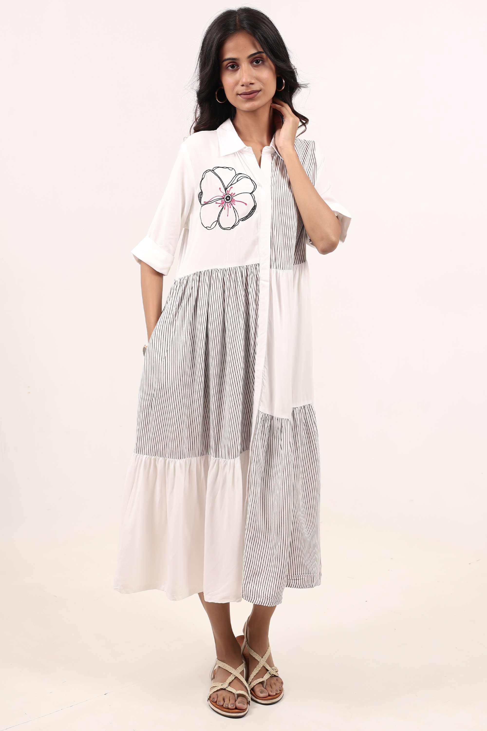 intune Tie & Dye Collared Rayon Women Dress-picture-12