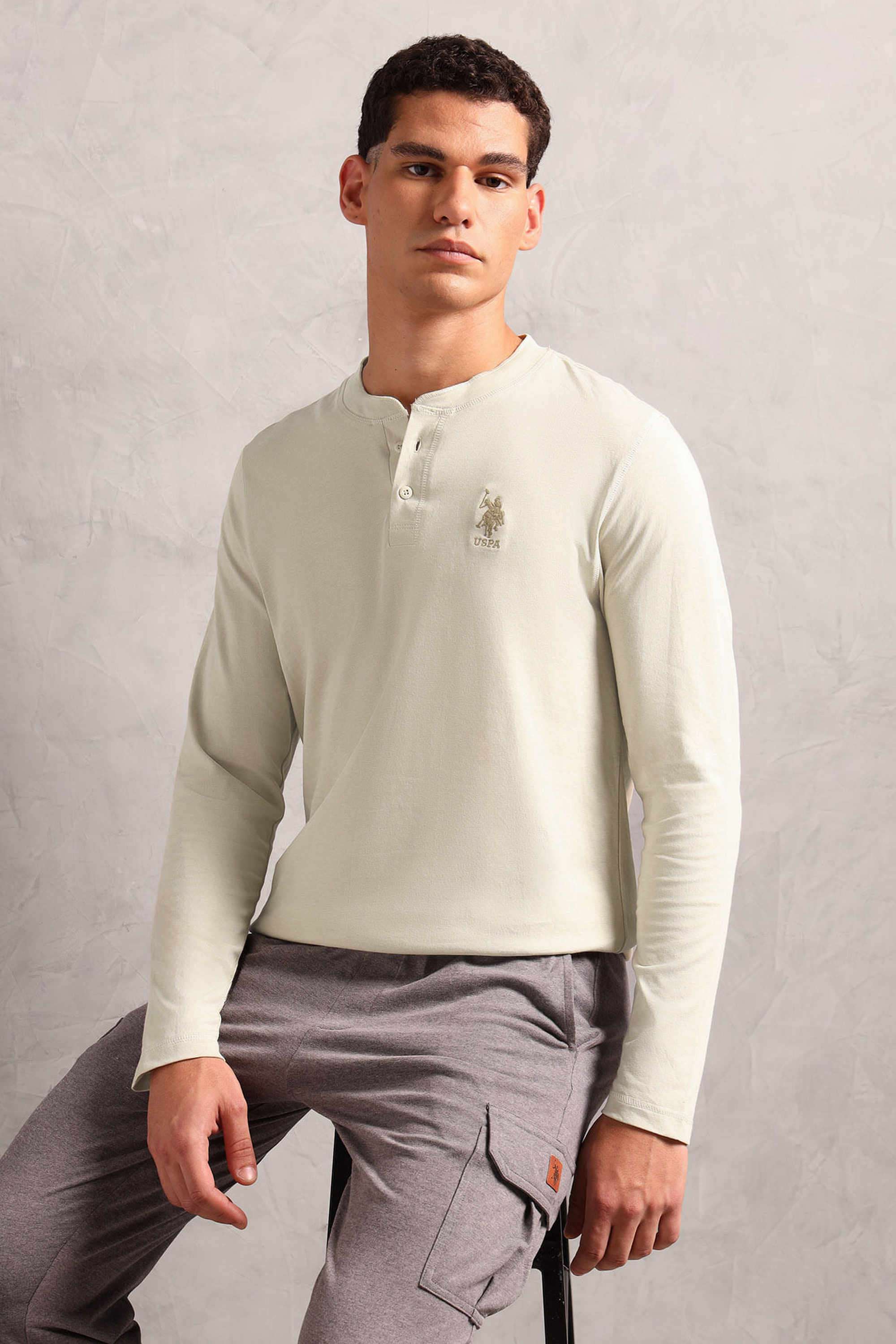 Solid-Cotton-Henley-Men-s-T-Shirt