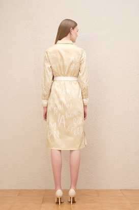 Printed-Collared-Blended-Fabric-Women-s-Knee-Length-Dress