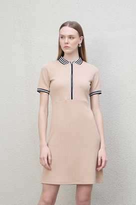 Textured-Polo-Blended-Fabric-Women-s-Mid-Thigh-Dress