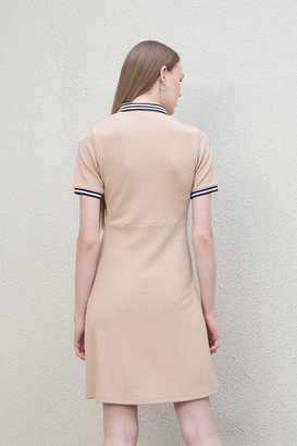 Textured-Polo-Blended-Fabric-Women-s-Mid-Thigh-Dress