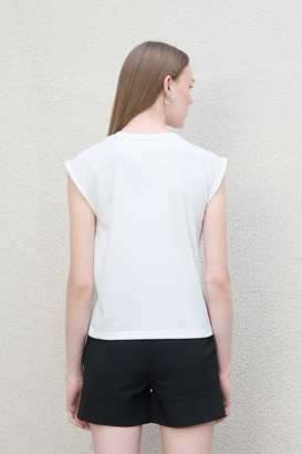 Solid-Blended-Fabric-Round-Neck-Women-s-Top