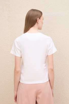Printed-Blended-Fabric-Round-Neck-Women-s-T-Shirt