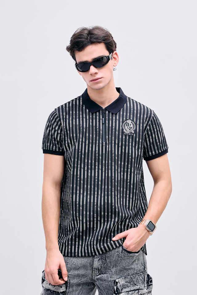 Stripes-Polyester-Polo-Men-s-T-Shirt