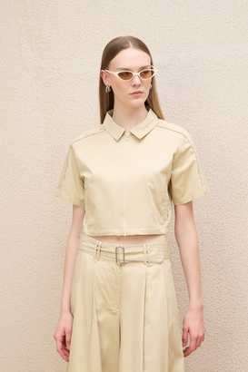 Solid-Classic-Collar-Blended-Fabric-Women-s-Casual-Wear-Shirt